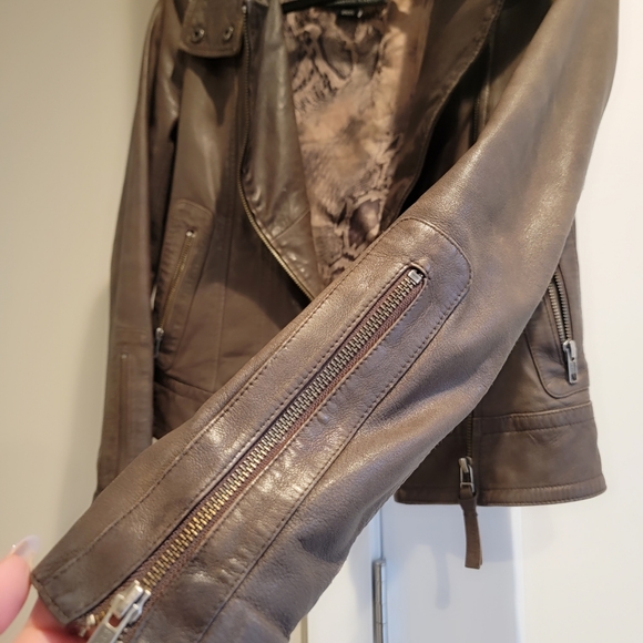 Aritzia Mackage Kenya Moto Leather Jacket, Authentic - Taupe - Picture 9 of 10